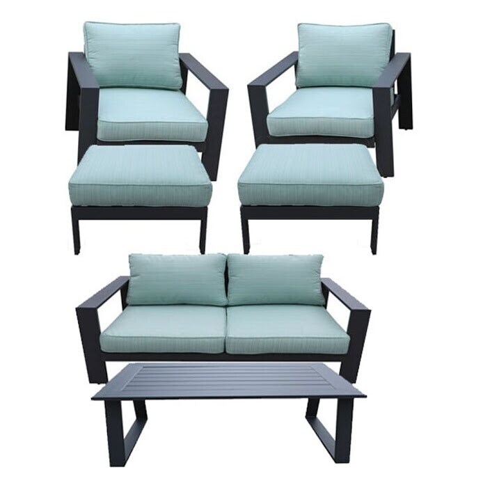 Shop Colorado 6 Piece Outdoor Patio Seating Set By Gardennaire 2x Club Chairs Loveseat 2x Ottomans Coffee Table On Sale Overstock 28844283