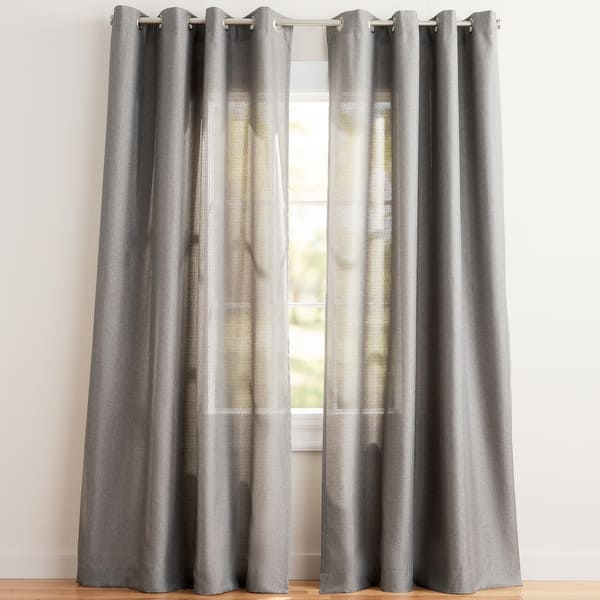 slide 2 of 57, EXCLUSIVE HOME Loha Linen Grommet Top Curtain Panel Pair 52x108 - Black Pearl