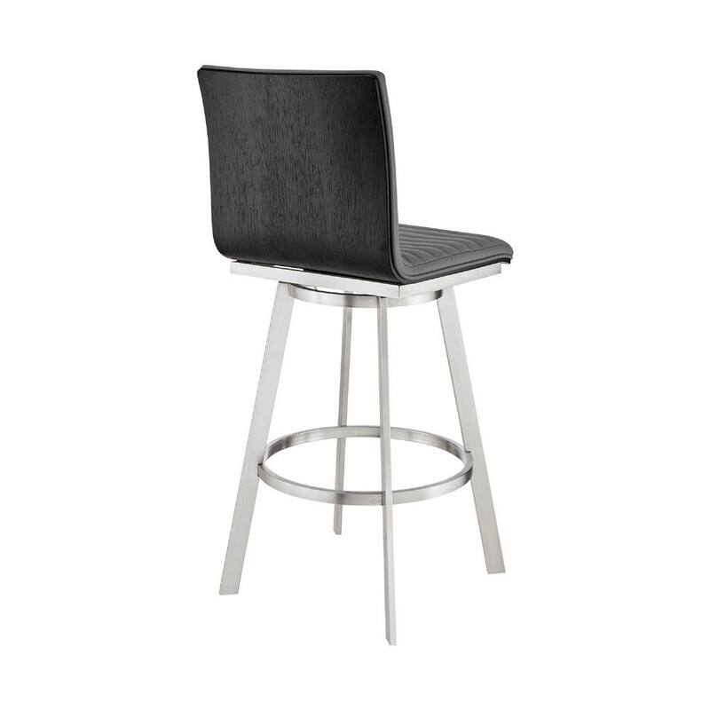 Swivel Counter Barstool with Horizontal Channel Stitching