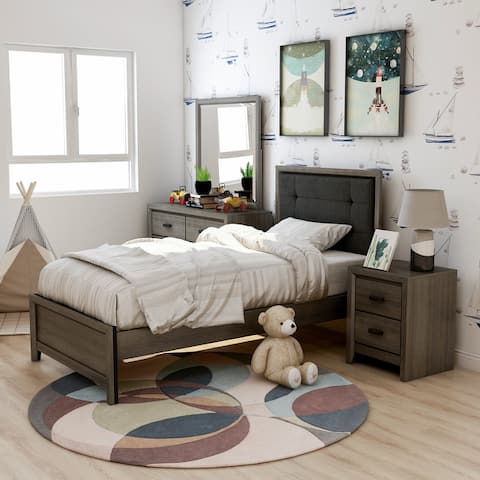 Furniture of America Aury Rustic Grey Tufted 4-piece Bedroom Set
