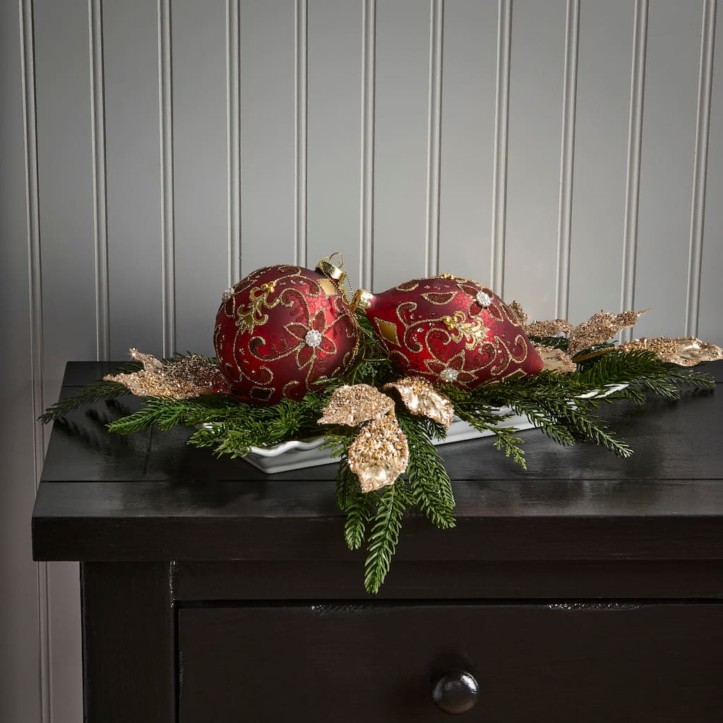 4-6" Glass Fluerette Finial and Ball Oranment Set of 6