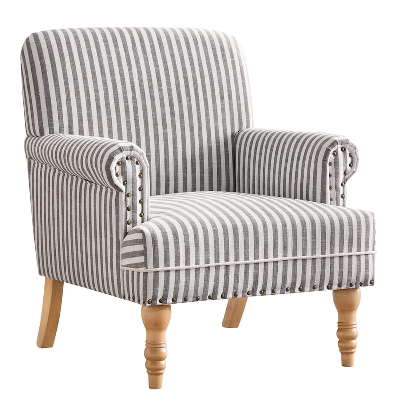 Upholstered Accent Sofa Linen Club Chair with Legs for Living Room - Dark gray