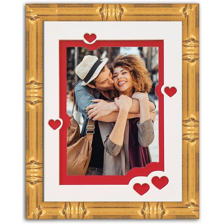Craig Frames 0.75" Queen Anne Gold Wood Picture Frames – 4-Pack Assorted Common Sizes