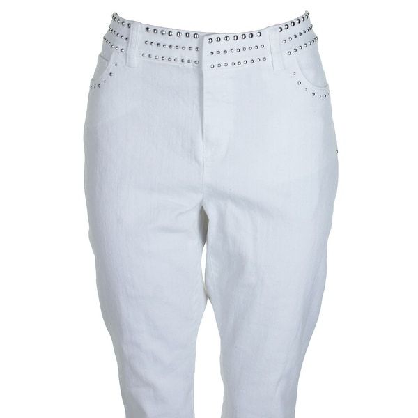 white studded jeans
