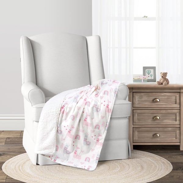slide 2 of 6, Lush Decor Baby Llama Love Soft Sherpa Baby Blanket - 40" x 30"