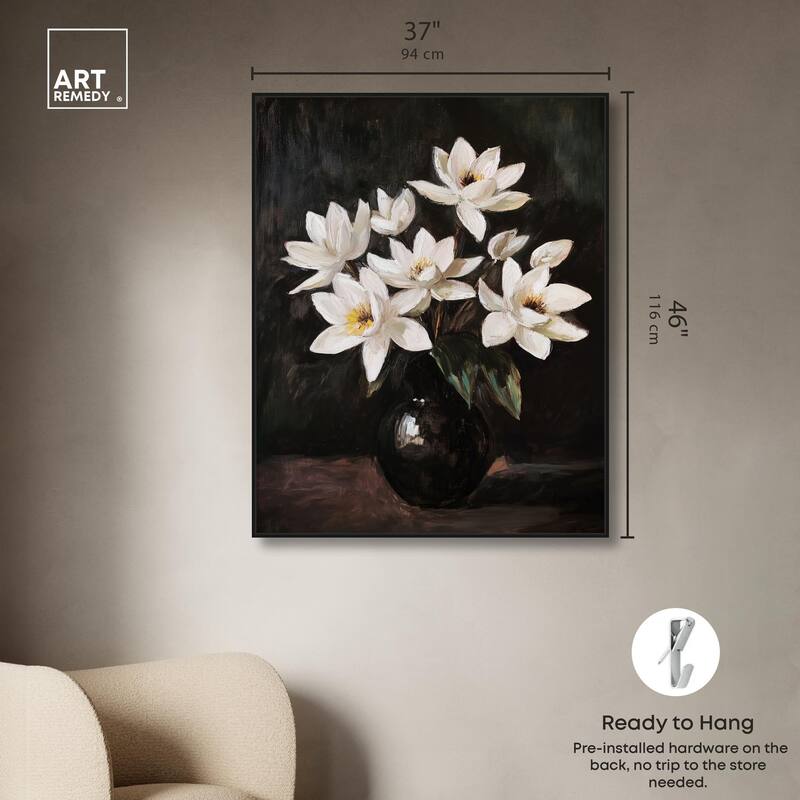 Chiaroscuro Flowers Canvas by Art Remedy