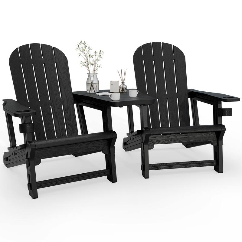 Outdoor All Weather Adirondack Chairs with Movable Footrests, Set of 5/3. - NoFootrest - Black