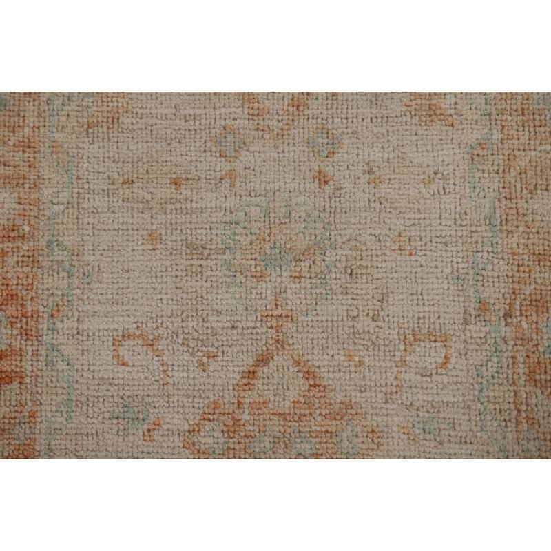 Geometric Oushak Turkish Traditional Oriental Wool Rug Hand-knotted - 1'11" x 3'10"