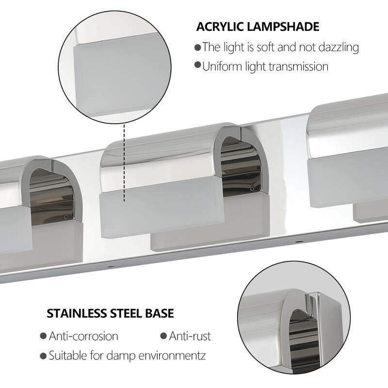 Modern Bathroom 3-Light LED Vanity Lights Over Mirror Bath Wall Lighting