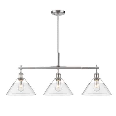 Orwell 3-Light Linear Pendant in Pewter with Clear Glass - Silver