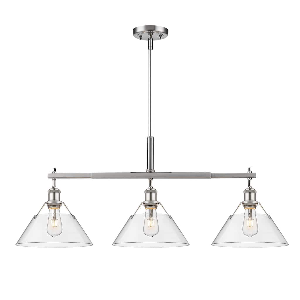 Orwell 3-Light Linear Pendant in Pewter with Clear Glass - Silver