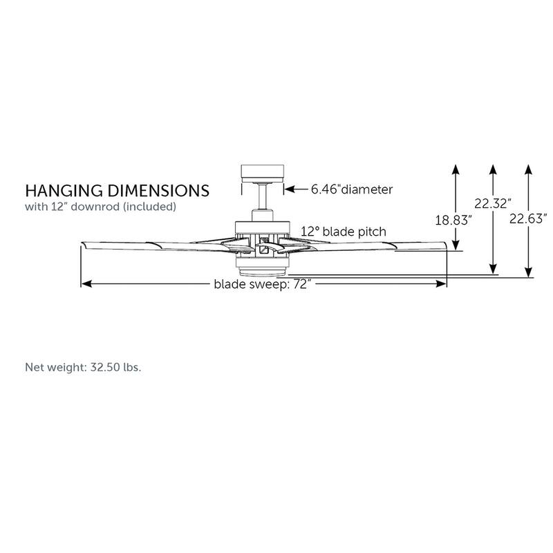 Fanimation Odyn Custom Indoor/Outdoor Smart Ceiling Fan Motor LED Light Kit and Remote - Brushed Nickel