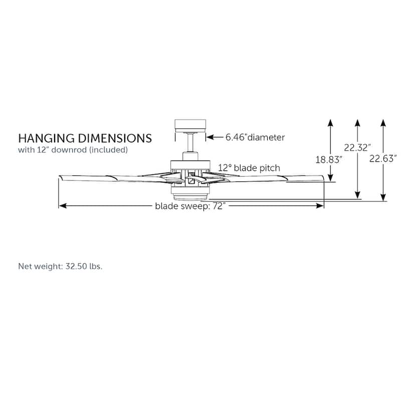 Fanimation Odyn Custom Indoor/Outdoor Smart Ceiling Fan Motor with LED Light Kit and Remote - Black