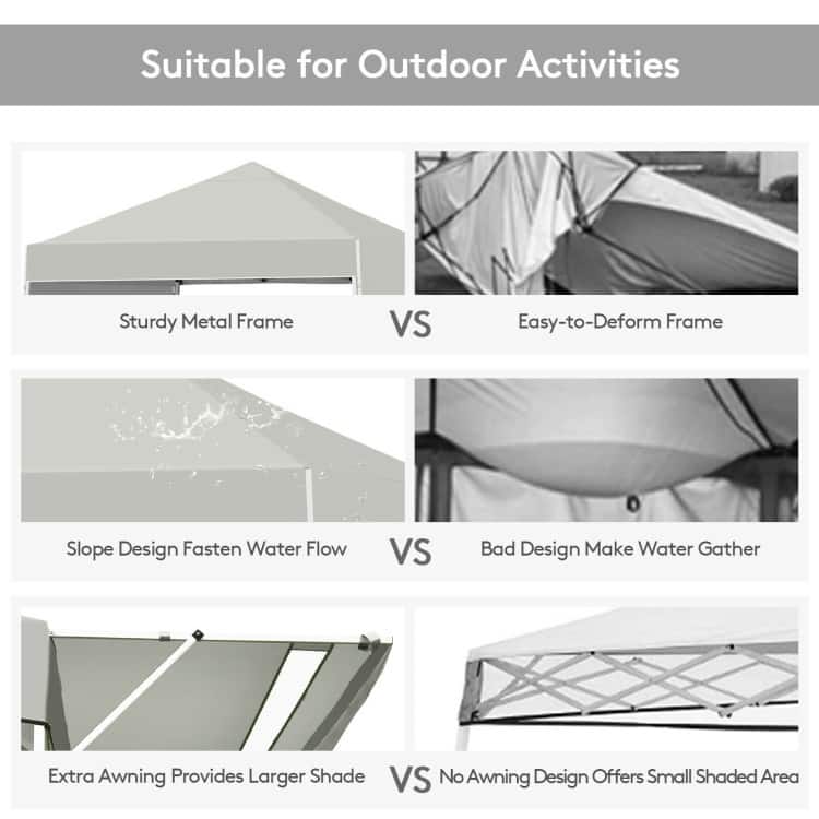 17 x 10 Feet Foldable Pop Up Canopy with Adjustable Dual Awnings - 17' x 10' x 10' (L x W x H)