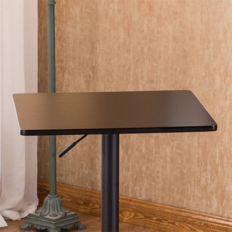 Black Square Top Adjustable Height with Black Leg and Metal Bar Table