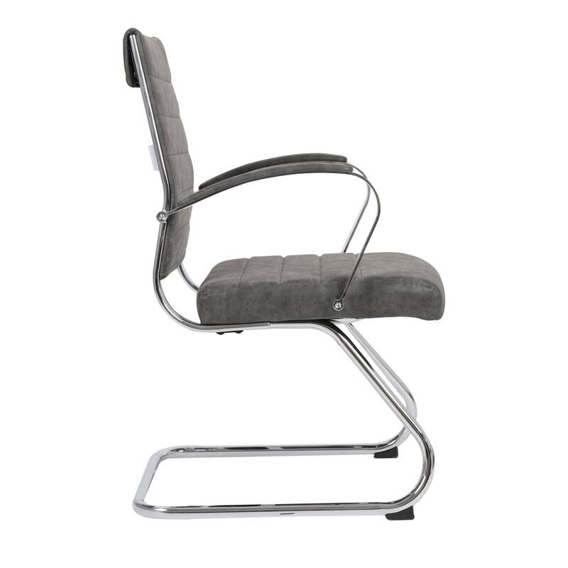 Benmar Series Mid Back Modern Leather Office Executive Desk Chair, Ergonomic Seating with Stainless Steel Sled Base
