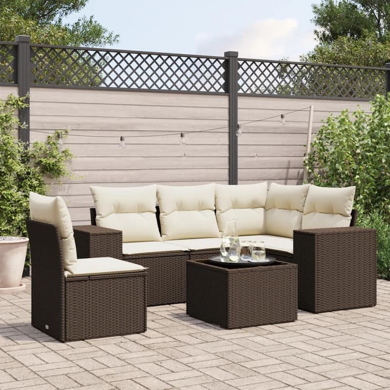 vidaXL Garden Sofa Set - Brown and cream With table