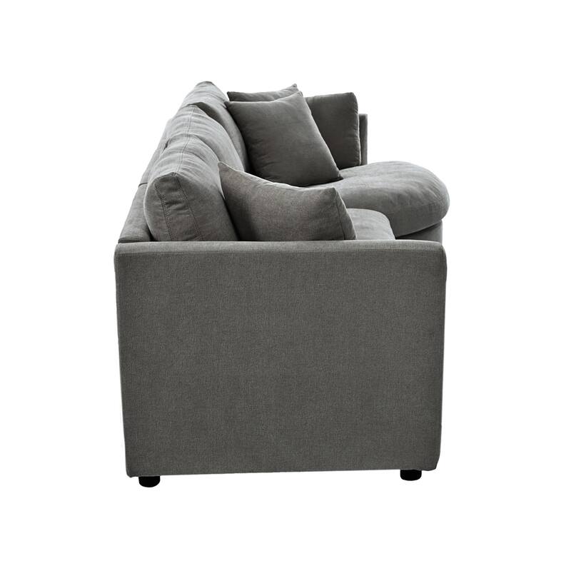 Three Indoor Cushioned Combination Sofas w/Three Pillows & Curved Seat