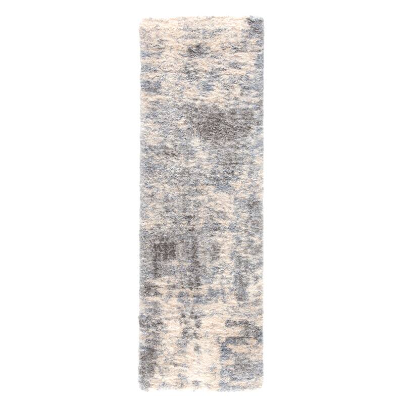 Porch & Den Paladin Abstract Grey/ Blue Shag Area Rug