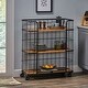 preview thumbnail 1 of 7, Colwill Indoor Mango Wood Handcrafted Kitchen Cart with Wheels by Christopher Knight Home Kitchen Cart - Wood - Black + Natural