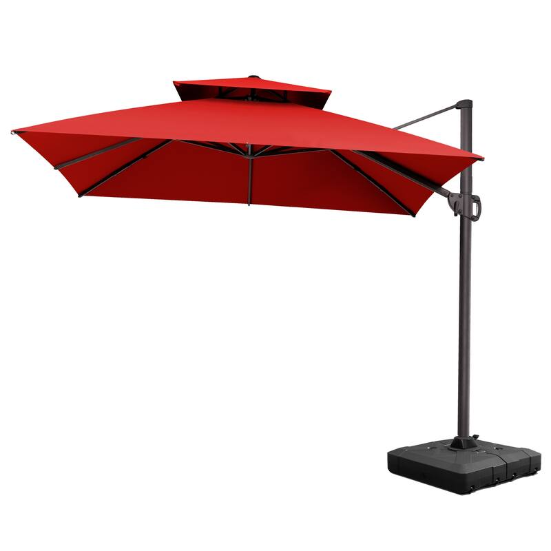 Pellebant Outdoor 10 FT Square Cantilever Patio Umbrella with Wheel Base