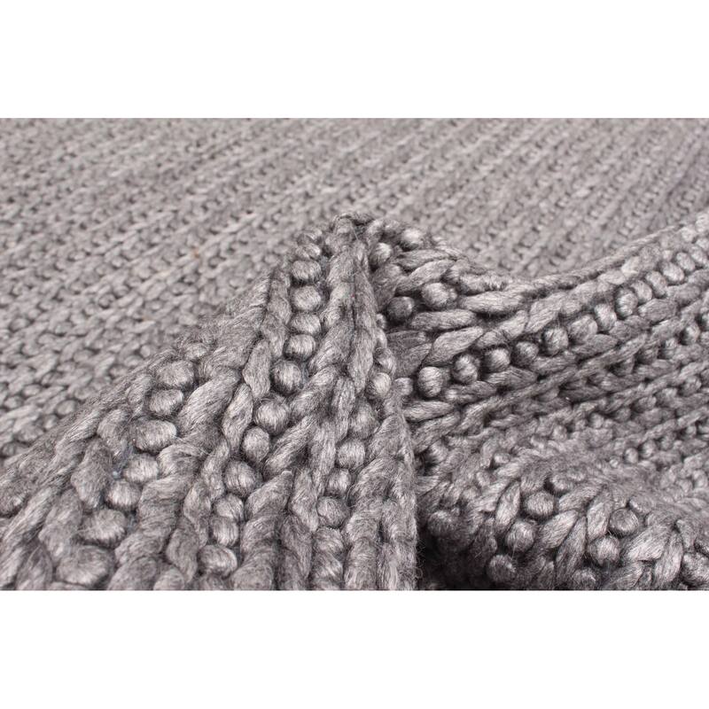 ECARPETGALLERY Braid weave Sienna Charcoal Wool Rug - 5'1 x 7'8