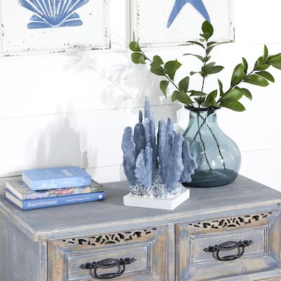 Blue or White Polystone Coral Decorative Sculpture