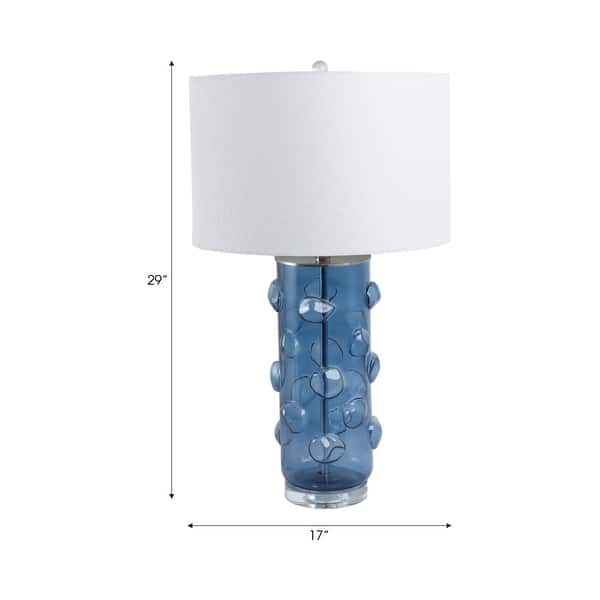dimension image slide 0 of 2, Glass Bubble Table Lamp with Crystal Accents and Cylinder Base