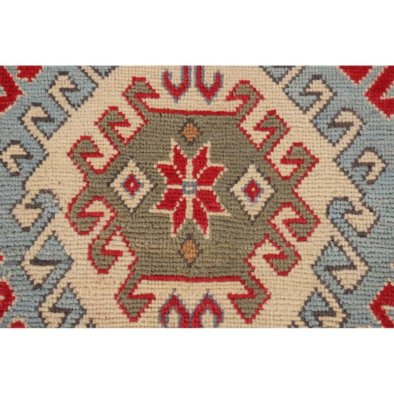 Traditional Kazak Oriental Accent Rug Handmade Red Wool Carpet - 3'2"x 5'1"