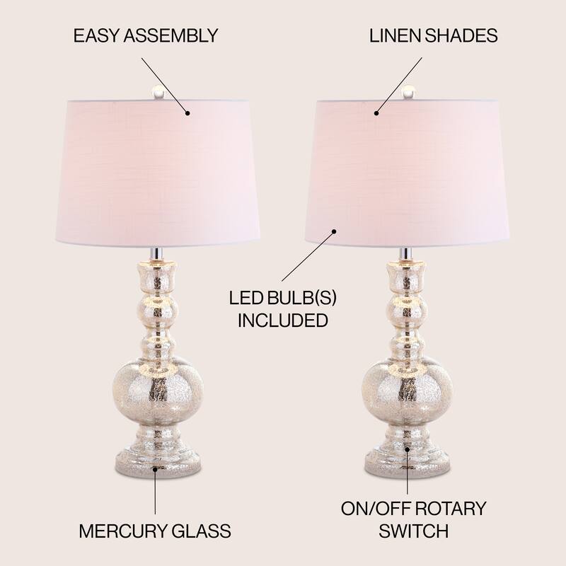 Stewart 28.5" Glass LED Table Lamp, Aqua (Set of 2) by JONATHAN Y