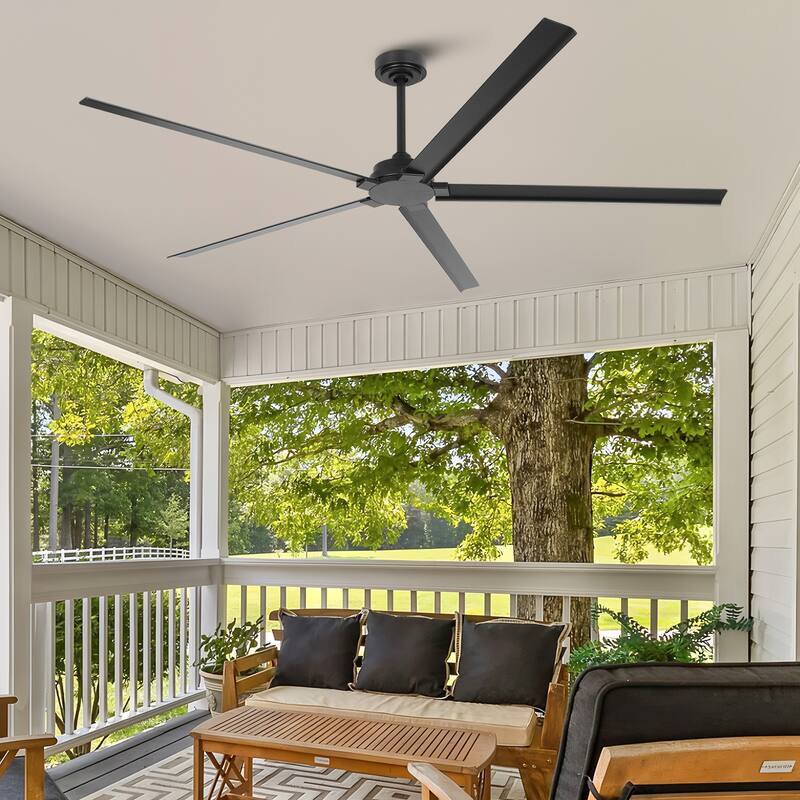 Parrot Uncle 72" Black Industrial Waterproof Aluminum Large Outdoor Ceiling Fan with Remote