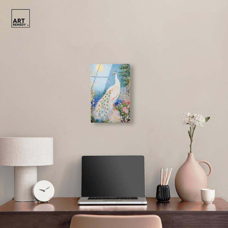 Peacock in Paradise Acrylic by Art Remedy, Ready to Hang