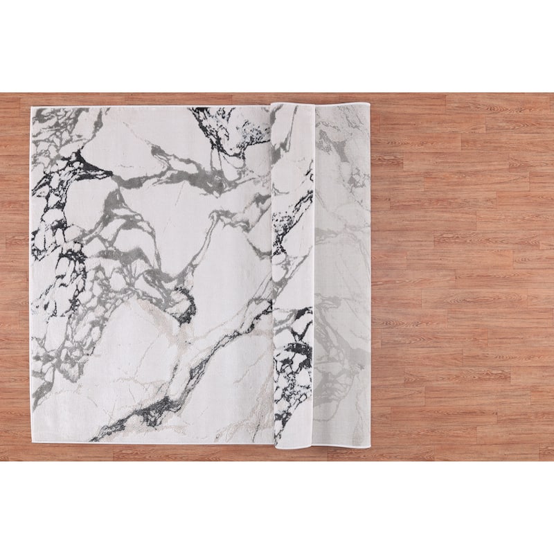 Ilios Collection Abstract Textured Rug - 7'11 x 10'1 - Black and Grey