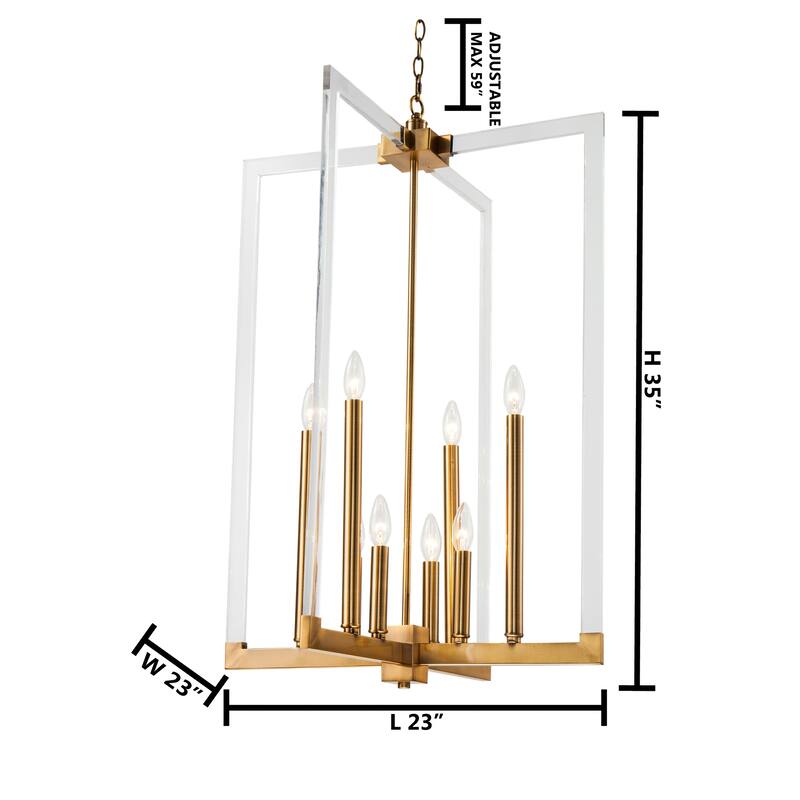8 Light Bronze Iron Pendant Lighting with Clear Acrylic Arms