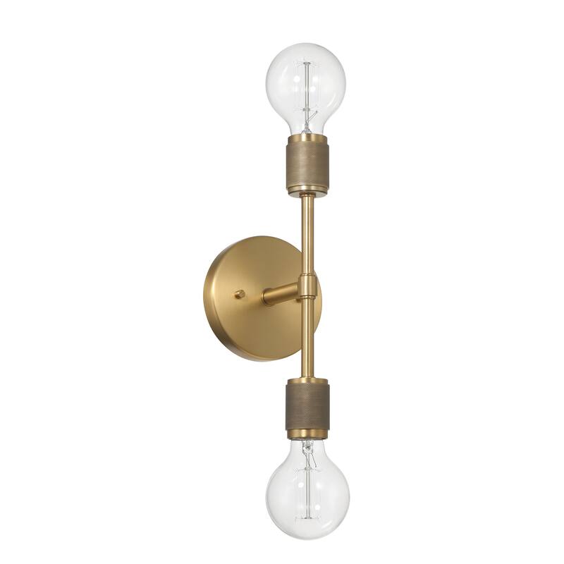 Maxim Metal Exposed 2-Bulb Wall Sconce - 6.4"L x 5.0"W x 19.0"H - Gold