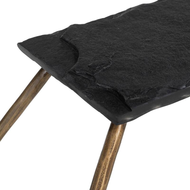 HomeRoots 48" Clear and Brass Glass Iron and Stone Frame Console Table With Shelf - 48.00 in. x 29.90 in. x 17.00 in.