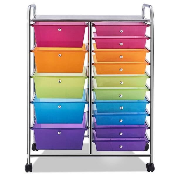 Shop Costway 15 Drawer Rolling Storage Cart Tools Scrapbook Paper