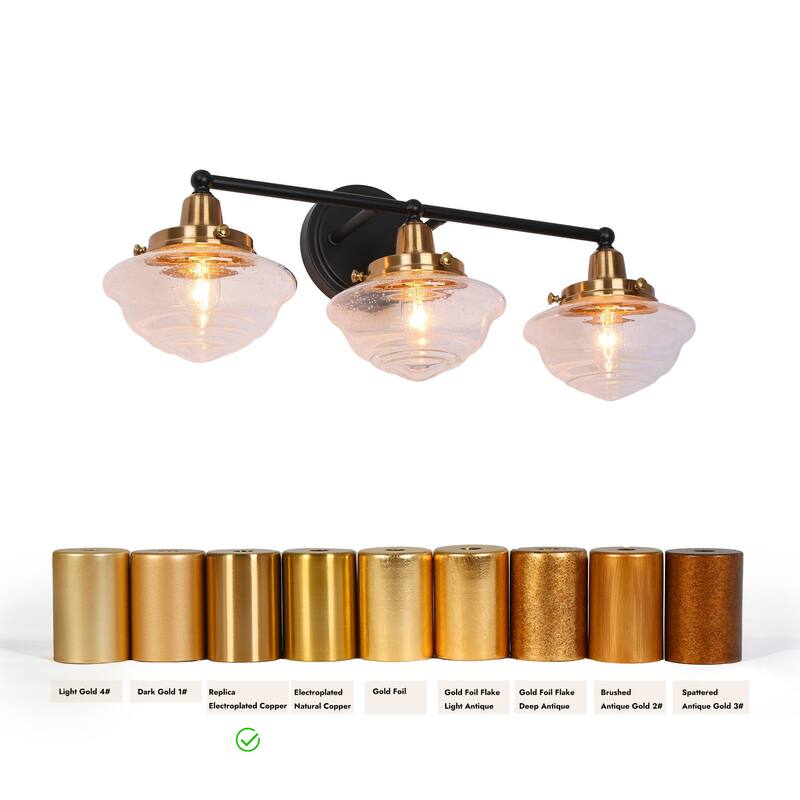 1/2/3/4-Light Modern Black Gold Bathroom Vanity Light Schoolhouse Glass Wall Sconce
