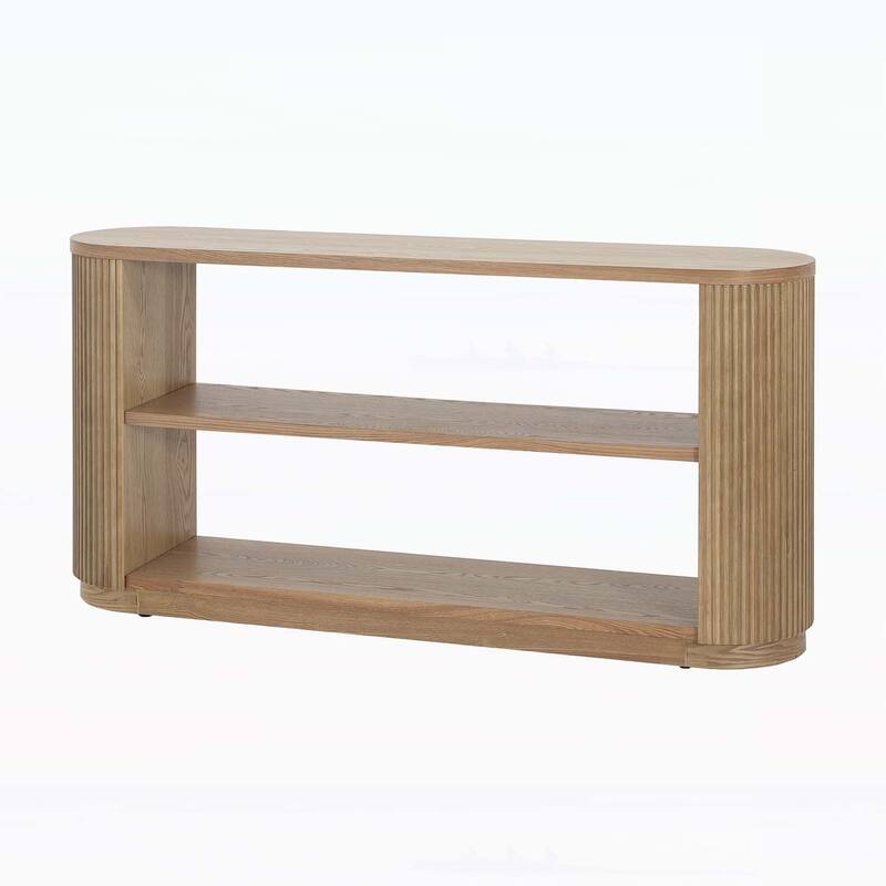 Multi-Functional Hallway Table with Open Shelf & Elegant Wood Grain for Living Room