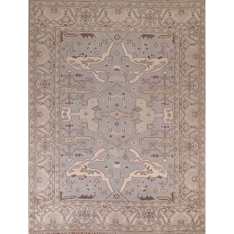 Gray Oushak Oriental Area Rug Handmade Wool Carpet - 8'3"x 9'11"