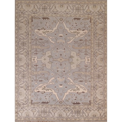 Gray Oushak Oriental Area Rug Handmade Wool Carpet - 8'3"x 9'11"