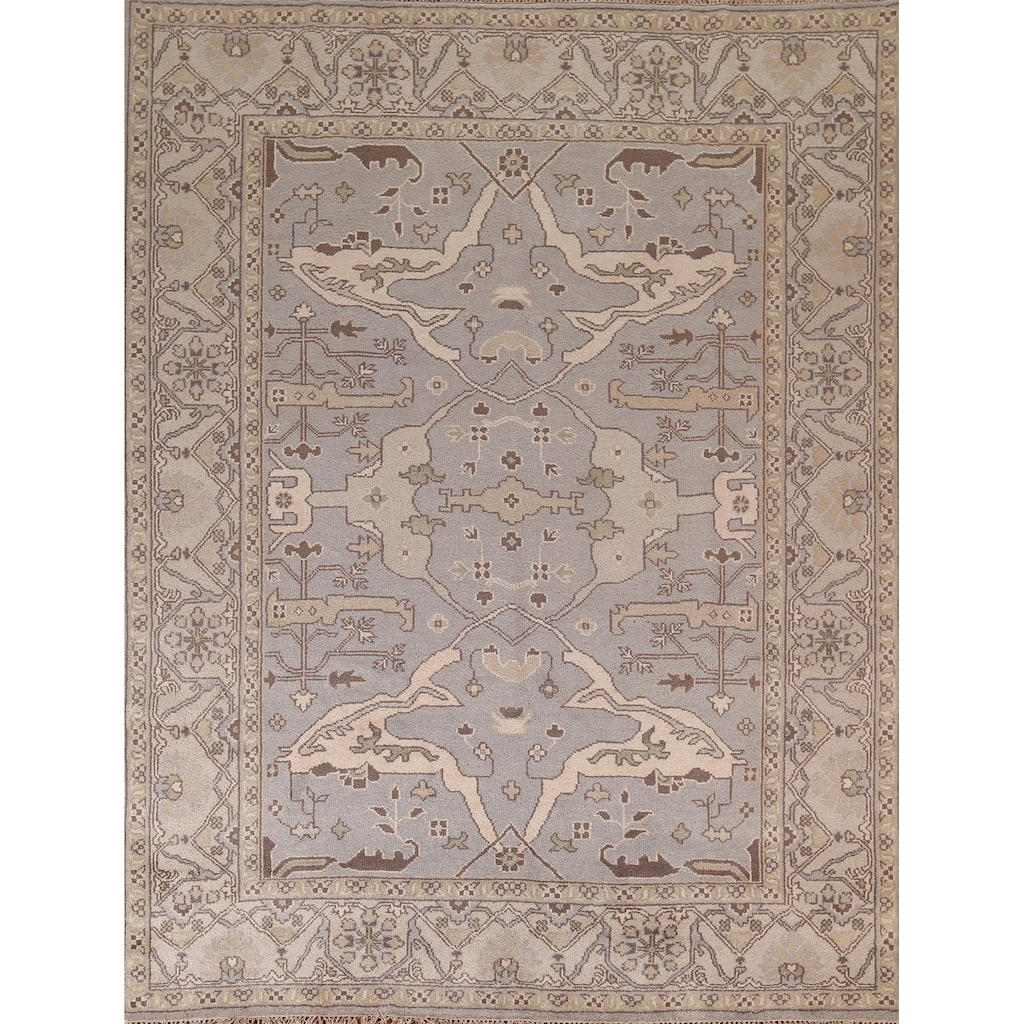 Gray Oushak Oriental Area Rug Handmade Wool Carpet - 8'3"x 9'11"