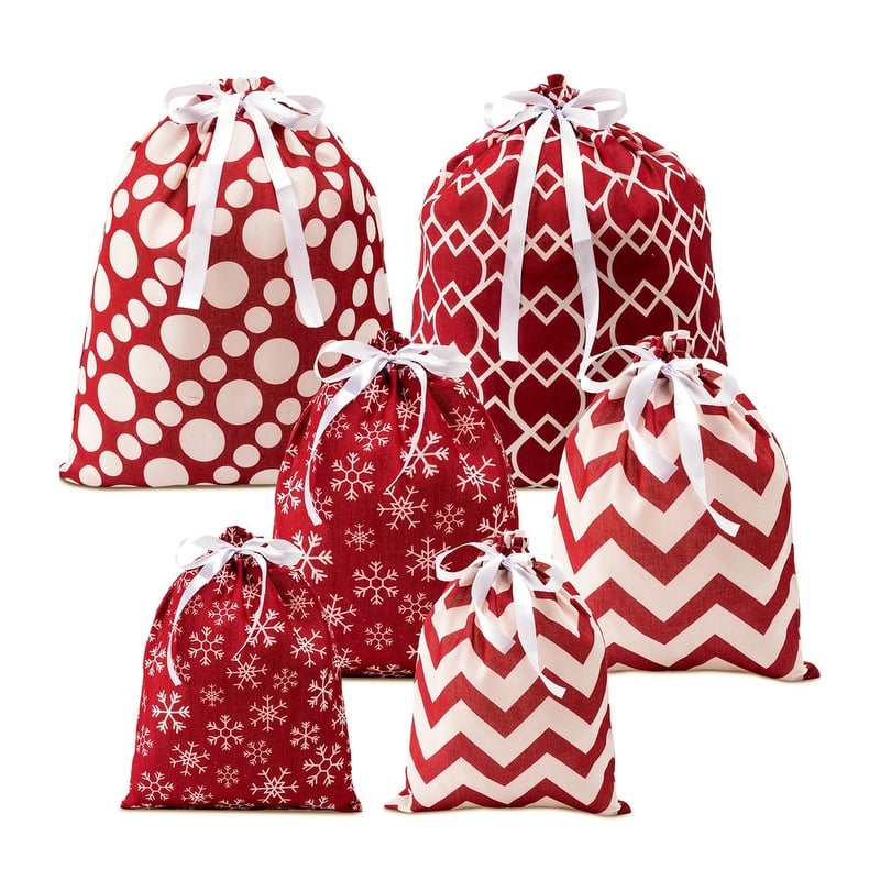 Unique Christmas Gift Bag Set - 6 Pieces - Red