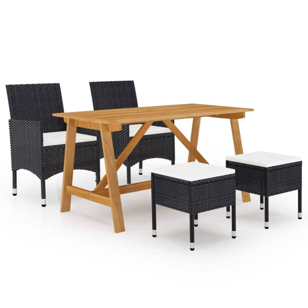 vidaXL Patio Dining Set Outdoor Seating and Cushions Bistro Table 5 Piece - 27.6 x 55.1 x 28.9 in