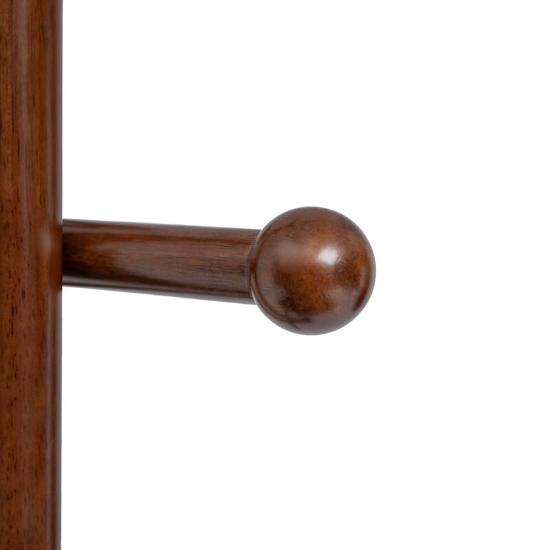 Freestanding Coat Rack Wooden Coat Tree with 6 Hooks and 2 Main Rods - 73.23"H x 15.75"W