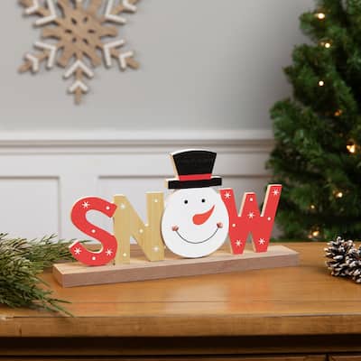 Wooden Snowman Tabletop Christmas Sign - 9.5"