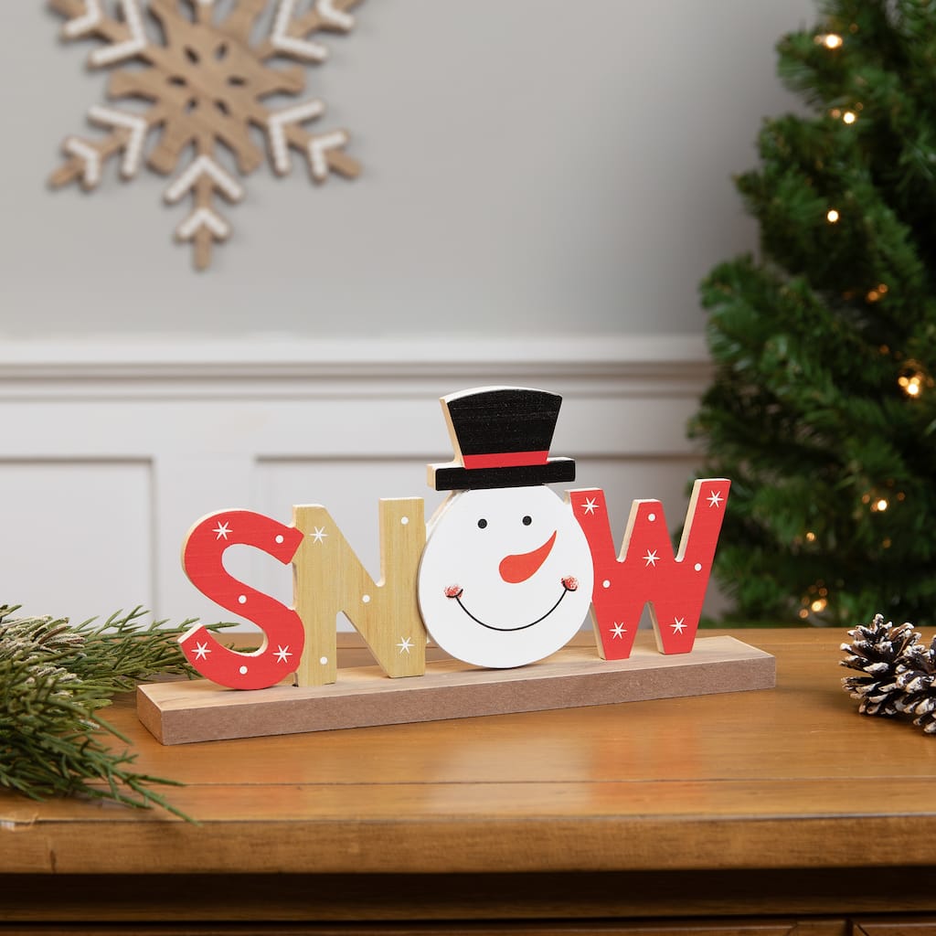 Wooden Snowman Tabletop Christmas Sign - 9.5"
