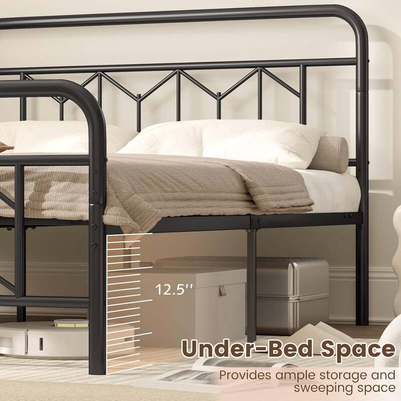 Twin/Full/Queen/King Metal Bed Frame Slats Support Mattress Foundation