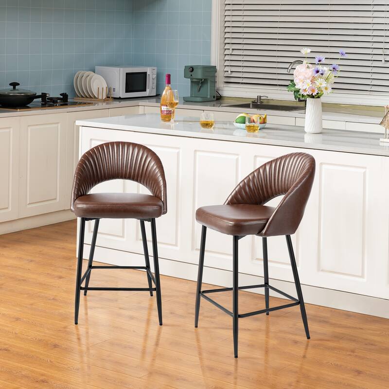 Glitzhome Set of 2 41"H Modern Tapered Leg Counter or High Bar Stools