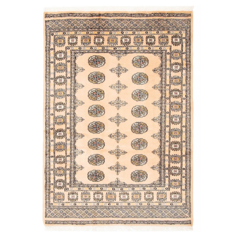 ECARPETGALLERY Hand-knotted Finest Peshawar Bokhara Beige Wool Rug - 4'1 x 5'11 - Beige - 4'1 x 5'11